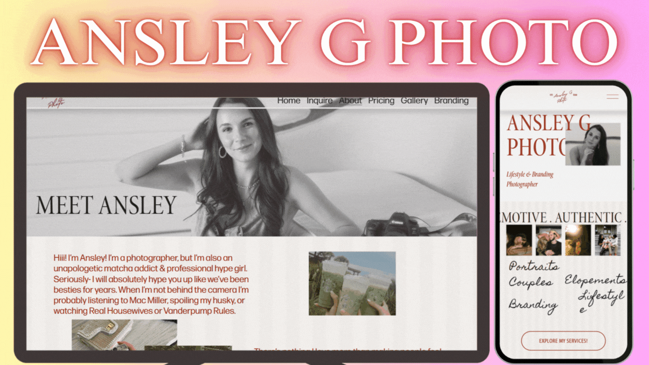Ansley G Photo Website Screenshot